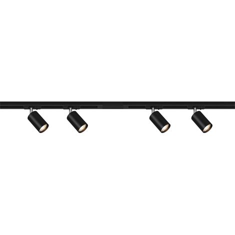 Système de rail set de démarrage, 4x GU10 spots pivotants, extensible, système de rail d'éclairage plafond, spot rail, plafonnier, spotlight, 1,5 m, noir (1/5)