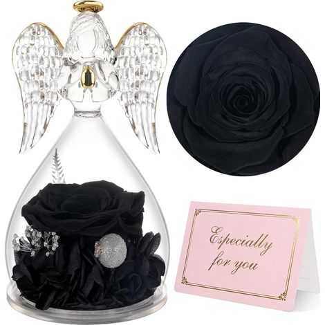 Rose Eternelle Cadeau Femme, Fleur Eternelle Ange Gardien Cadeaux Maman,Ange Figurine Cadeau Anniversaire Femme Mamie,Ange Cadeau Noel Saint Valentin Fete des Meres,Vraie Rose (1/5)