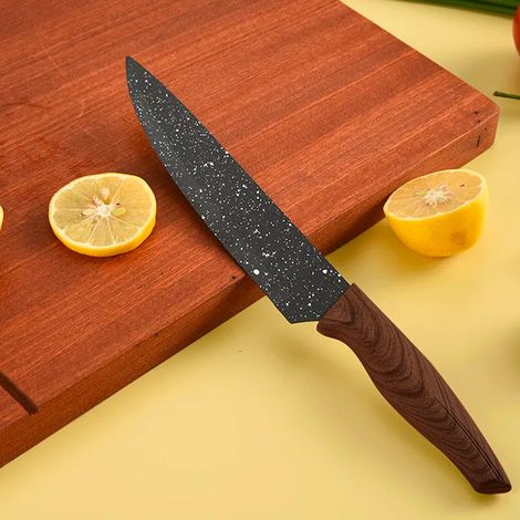 Set 5 Cuchillos cocina profesionales de piedra con pelador de patata de cerámica  Color: Marrón