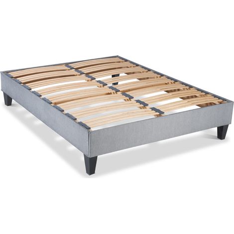 OLYMPE LITERIE Sommier à lattes en bois ERGOSTAR 140x190 cm Coloris Gris clair Livré en kit (1/5)