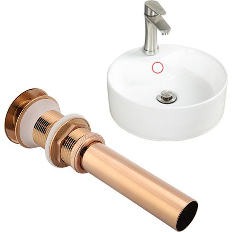 G1 1/4"-Ablaufarmatur für Waschbecken ohne Überlauf, in Rosé-Kupfer, mit Ein-Knopf-Pop-up-System (1/5)