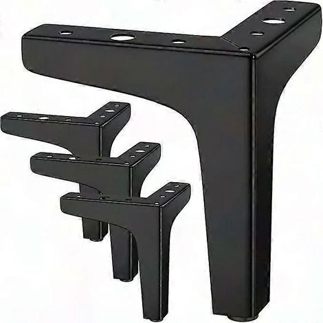 Ce lot de 4 pieds de meuble triangulaires en métal, de type épingle à cheveux, supporte une charge maximale de 800 kg et mesure 10 cm de hauteur. Adapté aux tables, armoires et canapés, il comprend 16 (1/5)