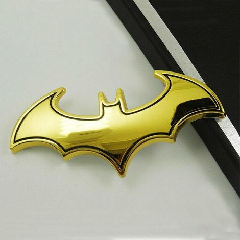 Emblème Batman 3D Chrome Or Autocollant Logo Voiture Décor Métal Badge Accessoire Auto Doré (1/3)