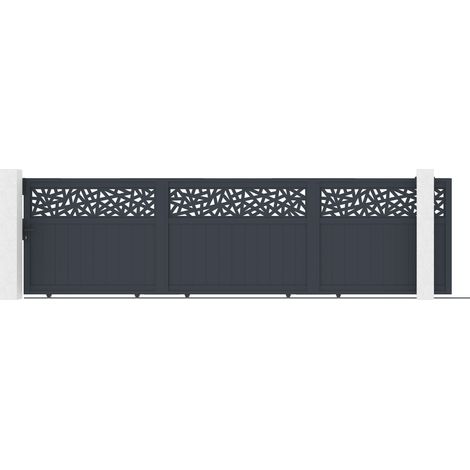 Portail coulissant 5m DOLOMITE RUIVO H.140cm aluminium gris