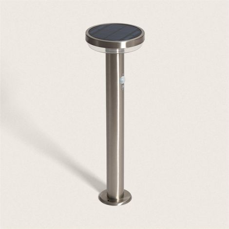 Balise Extérieure sur Pied Solaire LED 5W 50cm Aluminium avec Détecteur de Mouvement Barton Argent (1/5)