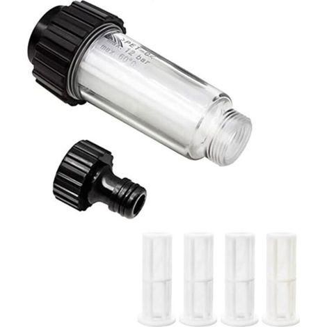 3/4" water filter kit with 4 cartridges and quick-connect fitting for pressure washers, garden pumps and irrigation systems