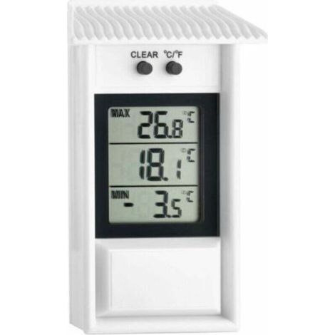 Thermomètre numérique Maxima-Minima, résistant aux intempéries, convient à une utilisation intérieure et extérieure, blanc (1/4)