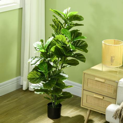Ficus artificiel 110 cm, 90 feuilles réalistes, plante verte en pot pour salon, décoration intérieure, sans entretien (1/5)