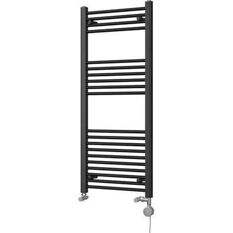 Zennor - Black Dual Fuel Towel Rail H1200mm x W500mm Thermostatic - Straight (1/3)