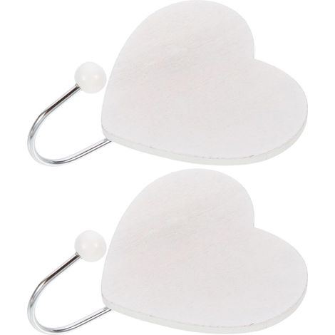 2 Crochets Muraux en Bois Blanc de Cœur, Porte-serviettes et Porte-ceintures, Accessoire de Rangement Décoratif pour Verre et Métal (1/5)