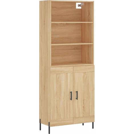 Maison La Vie - Buffet haut pour salon - Meuble de rangement Chêne sonoma 69,5x34x180 cm Bois d'ingénierie bu1081
