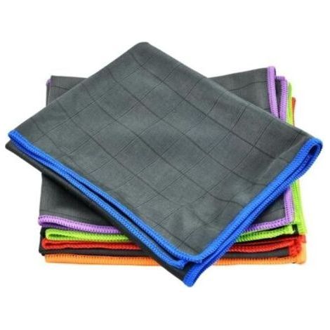 FENOPLASTICALot de 4 chiffons en microfibre pour vitres de voiture Chiffons carbone Pour vitres voiture cristallines Sans peluches sans traces (1/5)