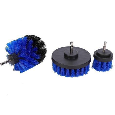 3-teiliges Bohrmaschinen-Bürsten-Scheuerset, blau, Power-Reinigungszubehör für Badewanne und Dusche, 1/4 Zoll