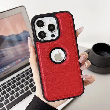 Étui de téléphone professionnel en cuir PU pour iPhone (iPhone 13, rouge), fabriqué en cuir de vachette, résistant aux chocs. (1/4)
