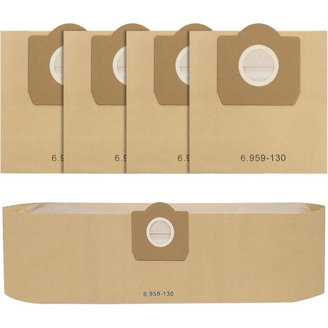 5 Stück WD3 Staubsaugerbeutel für Kärcher 6.959-130.0, Papier filterbeutel für WD3 1629 MV3 A2201/2204/2504/2554/2251/2604 Staubsauger Papierbeutel Kärcher WD3 Beutel (1/5)