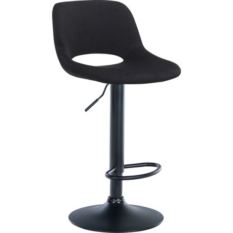 Sgabello da bar seggiolone x1 con poggiapiedi in velluto nero base in metallo nero 100004603