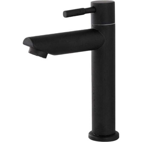 Rubinetto per lavabo da bagno in acciaio inossidabile nero facile da installare per uso domestico (1/4)