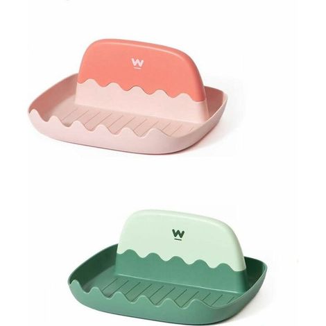 royaluxe - 2 Pièces Porte-Cuillères de Cuisine Multifonction, Support à Spatules en Plastique, Repose-Cuillères en Plastique, Porte-Couvercle et Repose-Cuillère pour Comptoir de Cuisine(Vert, Orange) (1/5)