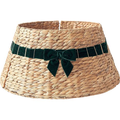 Jupe de Sapin de Noël en Jacinthe d'Eau 60 cm Accessoire Décoratif Fait Main avec Ruban Vert et Marron Clair Billnas (1/4)