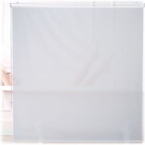 Relaxdays Cortina Enrollable Ducha, Estor con Cadena, Repelente Agua, Instalación Techo o Pared, 160x240 cm, Blanco