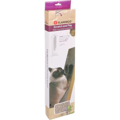 Griffoir en carton 46 cm x 12 cm H 3.7 cm pour chat - Flamingo (1/5)