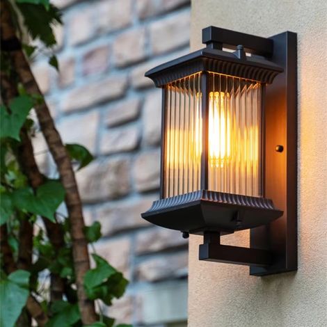 Applique extérieure étanche en métal 220V E27 – lampe murale avec lumière tricolore, éclairage de façade pour jardin, cour, porche et maison moderne