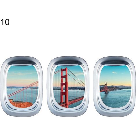 Set mit 3 selbstklebenden 3D-Wandaufklebern mit Flugzeugmotiven und Landschaftsansicht, für Zuhause - 10 (1/5)