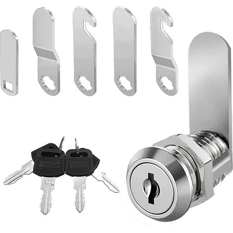 Serrure de boîte aux lettres de 20 mm avec 4 clés et 5 plaques de verrouillage différentes, serrure d'armoire, serrure de meuble, serrure à levier