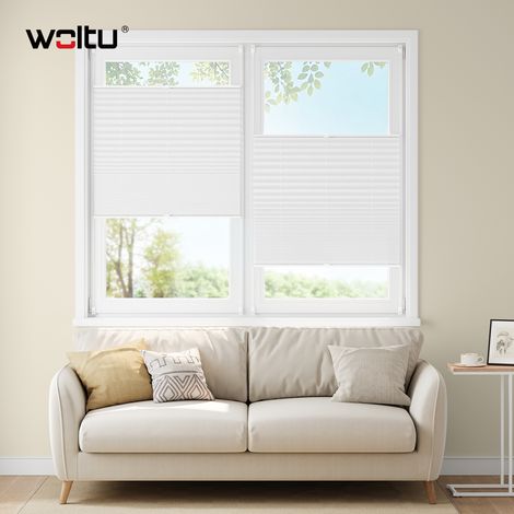 WOLTU Plissee Klemmfix ohne Bohren, Plisseerollo Faltrollo Jalousie mit Klemmträger Lichtdurchlässig, Blickdicht Jalousie Sichtschutz Sonnenschutz Easyfix Rollo für Fenster & Tür, 80x150cm, Weiß (1/5)