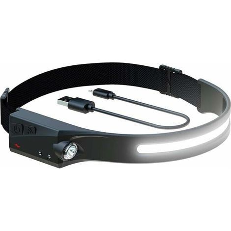 Lampada frontale a LED, ricaricabile con illuminazione a induzione, nuova versione migliorata, resistente al calore e al sudore, 350 lumen, resistente alle intemperie. (1/4)