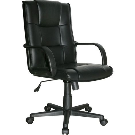 Poltrona per ufficio direzionale con ruote Elevazione a Gas Rivestimento in PVC - Nero QZY-1421 (1/4)