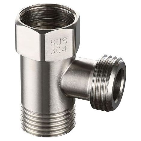 Vanne de douche à 3 voies 1/2 pouce, vanne de dérivation adaptateur en T en acier inoxydable pour pommeau de douche, 3 sorties pour installation sanitaire de salle de bain (1/5)