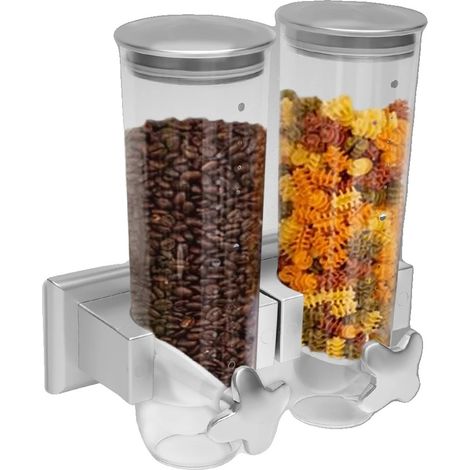 Distributeur de céréales, plastique durable, 12,5 x 6,5 x 4,5 pouces, capacité jusqu'à 3,5 litres, mécanisme de distribution réglable, couvercle anti-poussière (1/5)