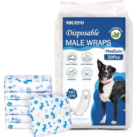 Lot de 50 Couches jetables pour Chien mâle, Chiot, avec indicateur d'humidité (50, XS) (1/3)