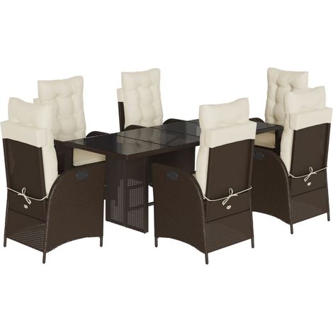 Maison Exclusive - Set comedor de jardín 7 pzas con cojines ratán (1/5)