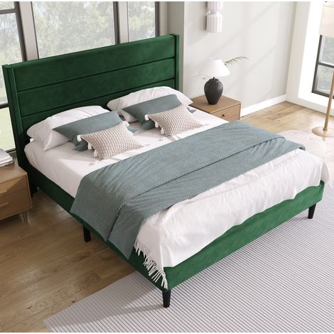 Bett Doppelbett 140x200 mit Matratze Samt grün OKMYHOME (1/5)