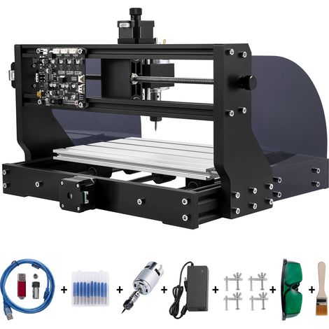Routeur CNC Mophorn 300 × 180 × 45 mm 3018 Pro Graveur laser 15 W Contrôle GRBL 3 axes, contrôleur hors ligne, pour la sculpture sur plastique, acrylique, PVC, bois
