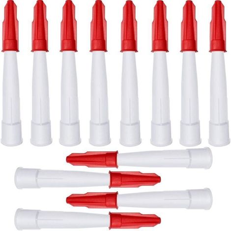 lot de 12 Buse de Tube en Silicone Refermable Embout Applicateur de Buses pour Mastic Buses de Calfeutrage Blanches avec 12 Capsules de Calfeutrage Rouges Bouchons de Buse-INHHUB (1/5)