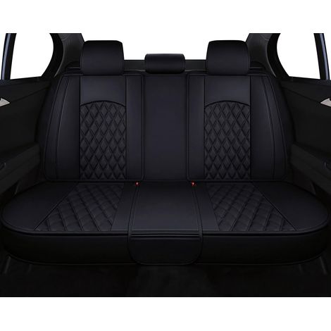 Housses de Siège Arrière de Voiture Universelle Cuir, Protecteurs de Siège Auto en Imperméables, Convient à la Plupart des Camionnettes SUV Berlines (Noir) (1/5)