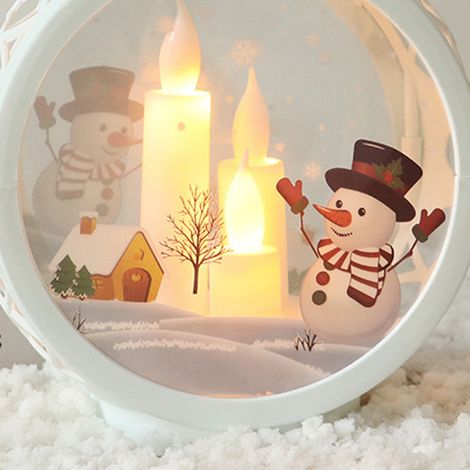Bougie LED ronde rétro en verre et plastique, décoration de Noël avec flocon de neige blanc, élément lumineux pour maison (1/4)
