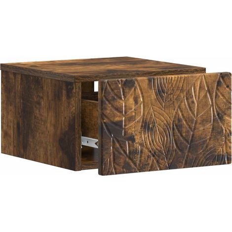 Comodino  Armadio da Notte  Mobiletto da notte a muro Rovere Fumo 49 x 34,5 x 20 cm (1/5)