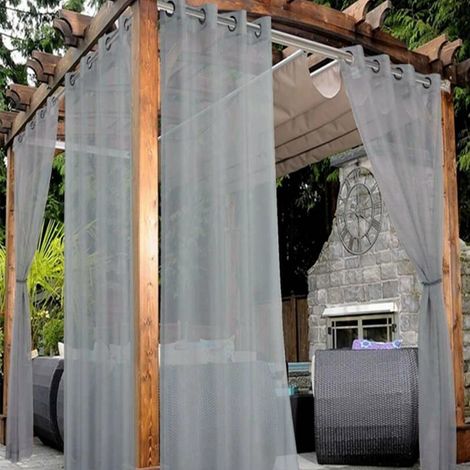 1 rideau de fenêtre extérieur en Terynel, unicolore, imperméable, anti-poussière et pare-soleil, style minimaliste moderne, pour balcon ou jardin, 132183 cm gris (1/5)
