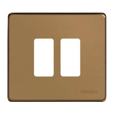 2-Platz-Platte aus bronzefarbenem Aluminium für runde Box