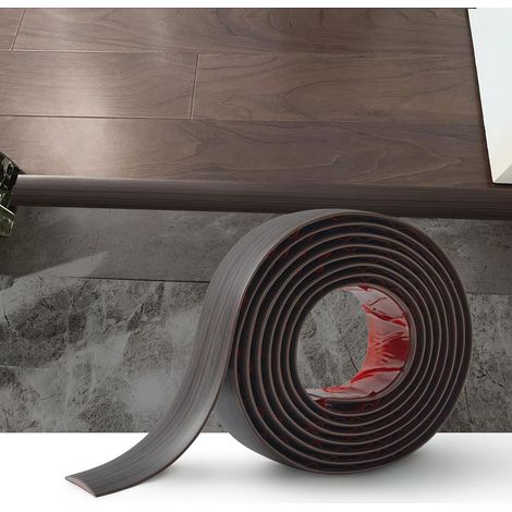 Barre de Seuil Adhésive 2M - PVC Souple Grain Noyer Noir - Transition Sol et Carrelage - Joint Décoratif Étanche - Largeur 5cm pour Intérieur (1/5)