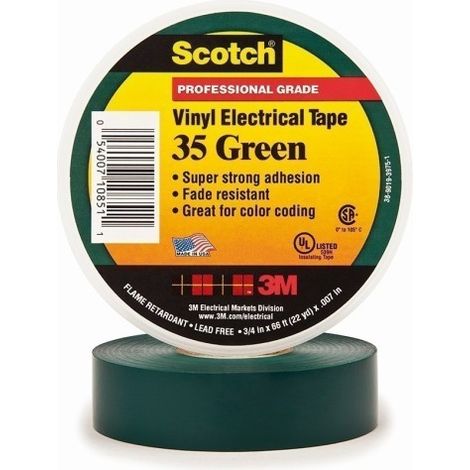 Cinta Aisl. 1,9Cmx20Mt Scotch® 35 Vinilo Verde 3M™