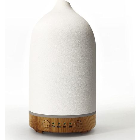 Humidificateur en céramique à grain de bois 250 ml, diffuseur d'huiles essentielles d'aromathérapie, norme européenne, blanc (1/5)