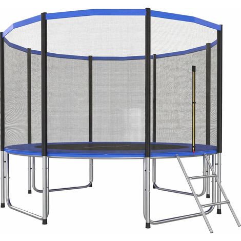 Trampoline d'extérieur Ø366 cm pour enfants avec filet de sécurité, échelle et coussin de protection des ressorts - Bleu (1/5)