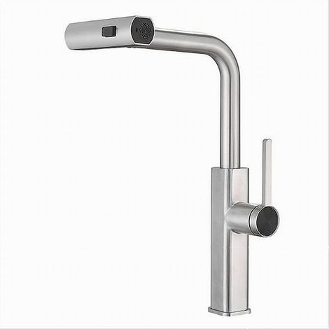 Cleafe - Rubinetto Cucina Estraibile Erogatore Girevole 2 Getti Cromato Miscelatore 87255 - (1/5)