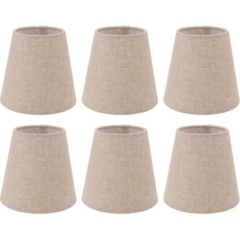 6 Pièces Petit Abat-jour, Abat-jour en Tissu de Lin à Tambour à Clipser, Résistant à L'usure, Bonne Transmission de la Lumière, Abat-jour pour Lampes de Table, Abat-jour pour