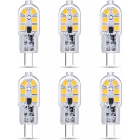 Lot de 6 G4 LED 2W 12V AC/DC Blanc Froid 6000K pour Hotte Aspirante, 200lm, quivalent Ampoule Halogène G4 10W 20W, non dimmable, Bi-pin LED G4 12V pour Lustre/Camping-car (1/5)